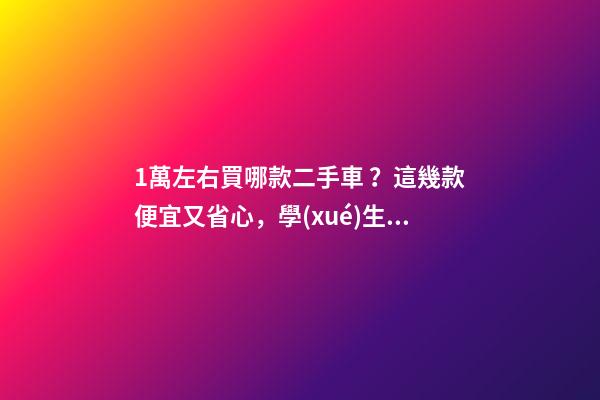 1萬左右買哪款二手車？這幾款便宜又省心，學(xué)生黨也能買得起！